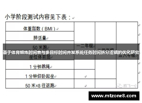 基于体育锻炼时间表与多目标时间并发系统任务时间拆分逻辑的优化研究